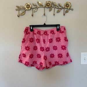 Terry cloth daisy printed shorts